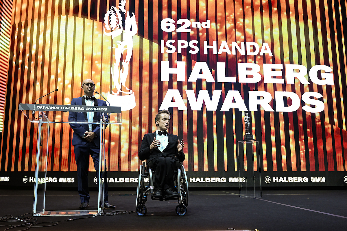 Jaden Movold speaking at the Halberg Awards
