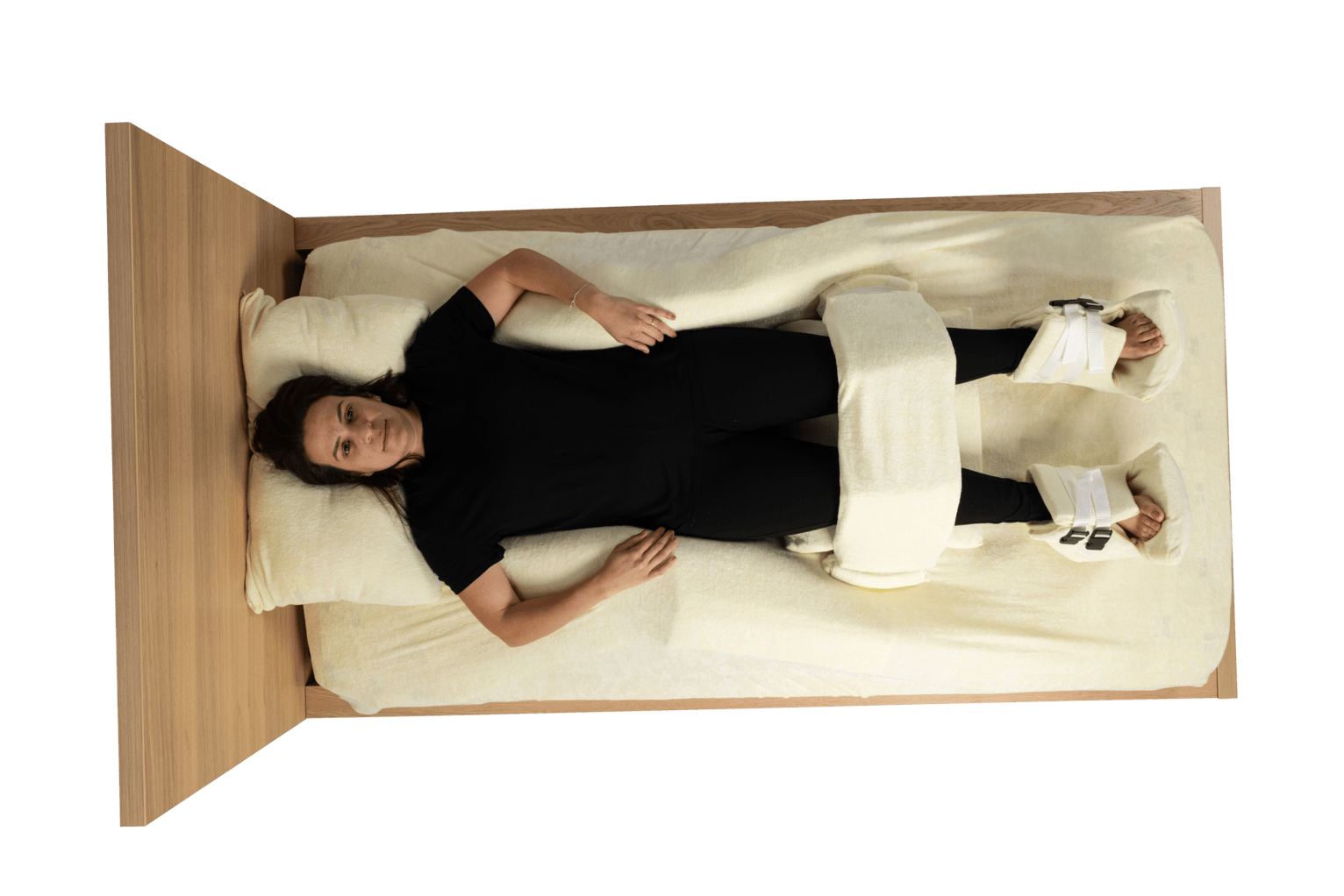 Fitted-Sheet-with-Laterals-and-Terry-Towling-Pillow-and-Simple-Stabiliser-and-Foot-Support-Supine-1