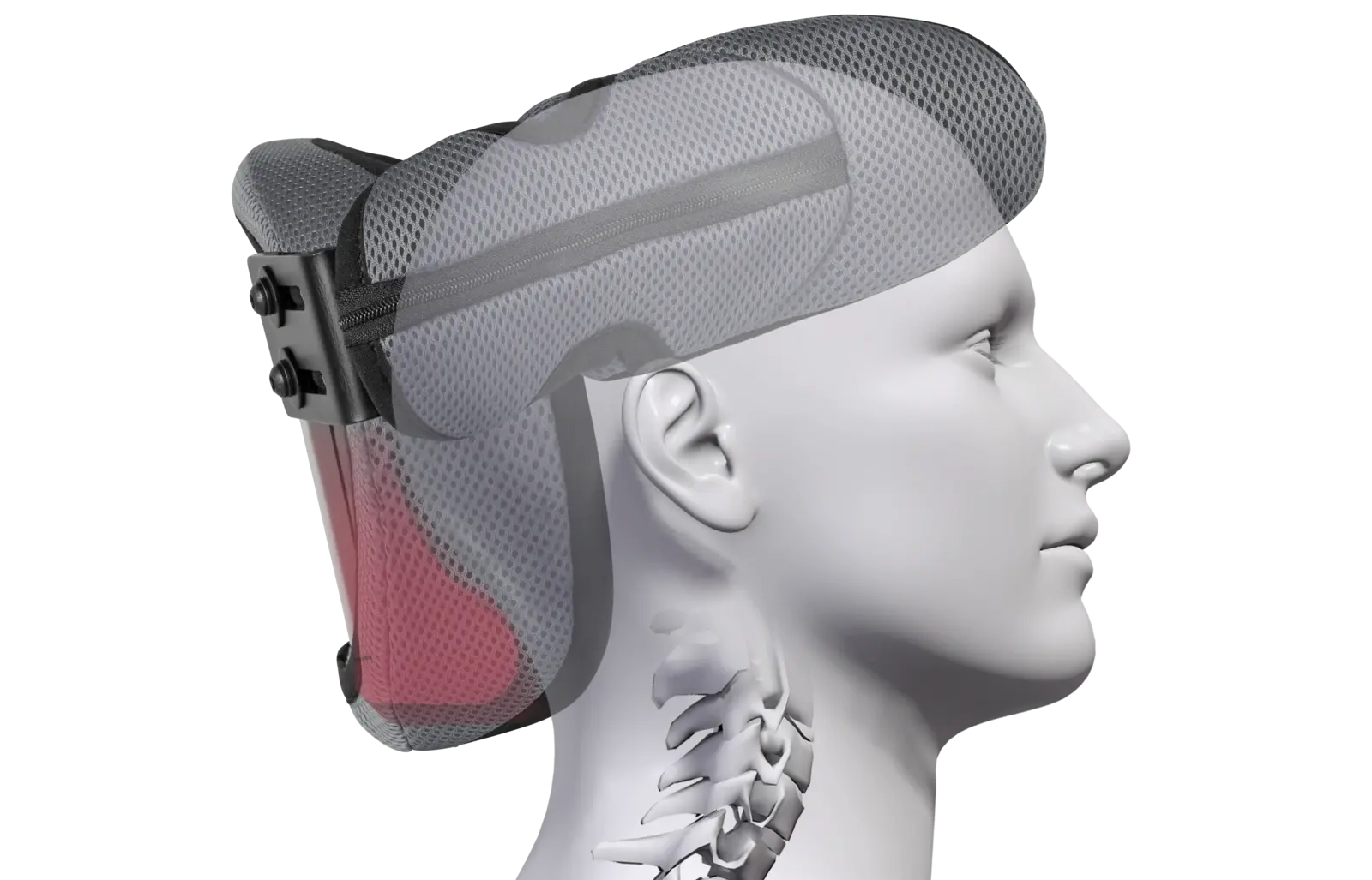 Spex Adjustable Lateral 250 Head Support with occipital shaping, allowing custom lateral head positioning.