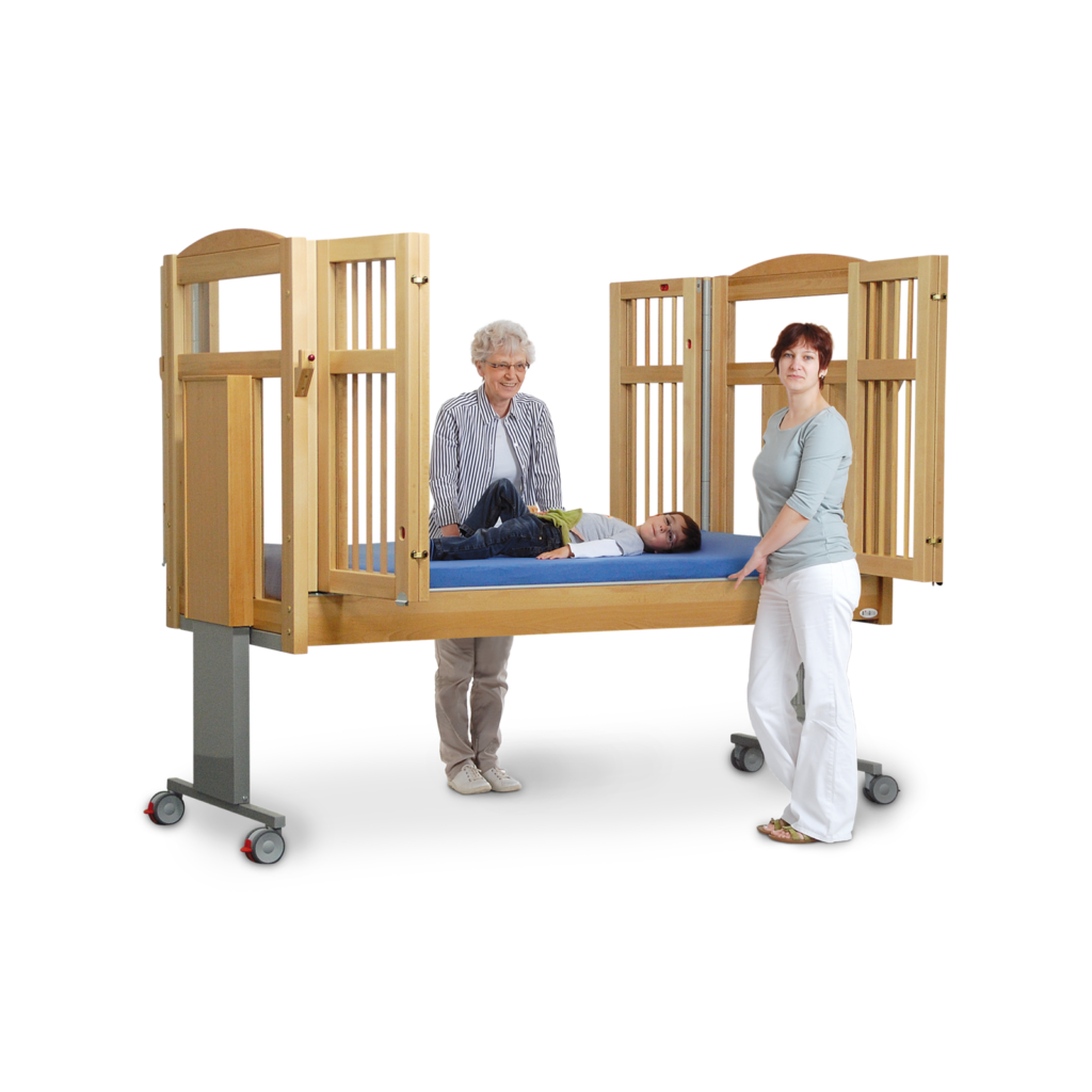 Young boyresting in the Genie Bed System, promoting pressure management and comfort for prolonged bed use.