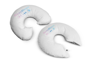 SleepShape Cushion 10.1 (half ring) and SleepShape Cushion 11.1 (ring) shown with white comfy cover, both facing the right.