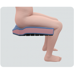 Graphic of a person sitting on a cushion from hips down, facing sideways to the right, with legs flat on the ground.