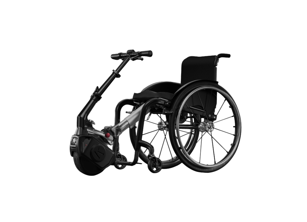 Klaxon Klick Hybrid Standard horn mounted on a handlebar, designed for reliable signalling with easy twist activation.