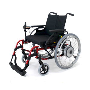 Quickie Xtender wheelchair power-assist wheels, designed to reduce propulsion effort and increase mobility for manual wheelchair users.