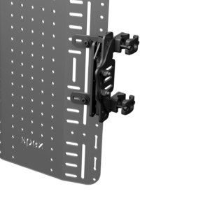 Render of Spex Dual Mount hardware on a backsupport.