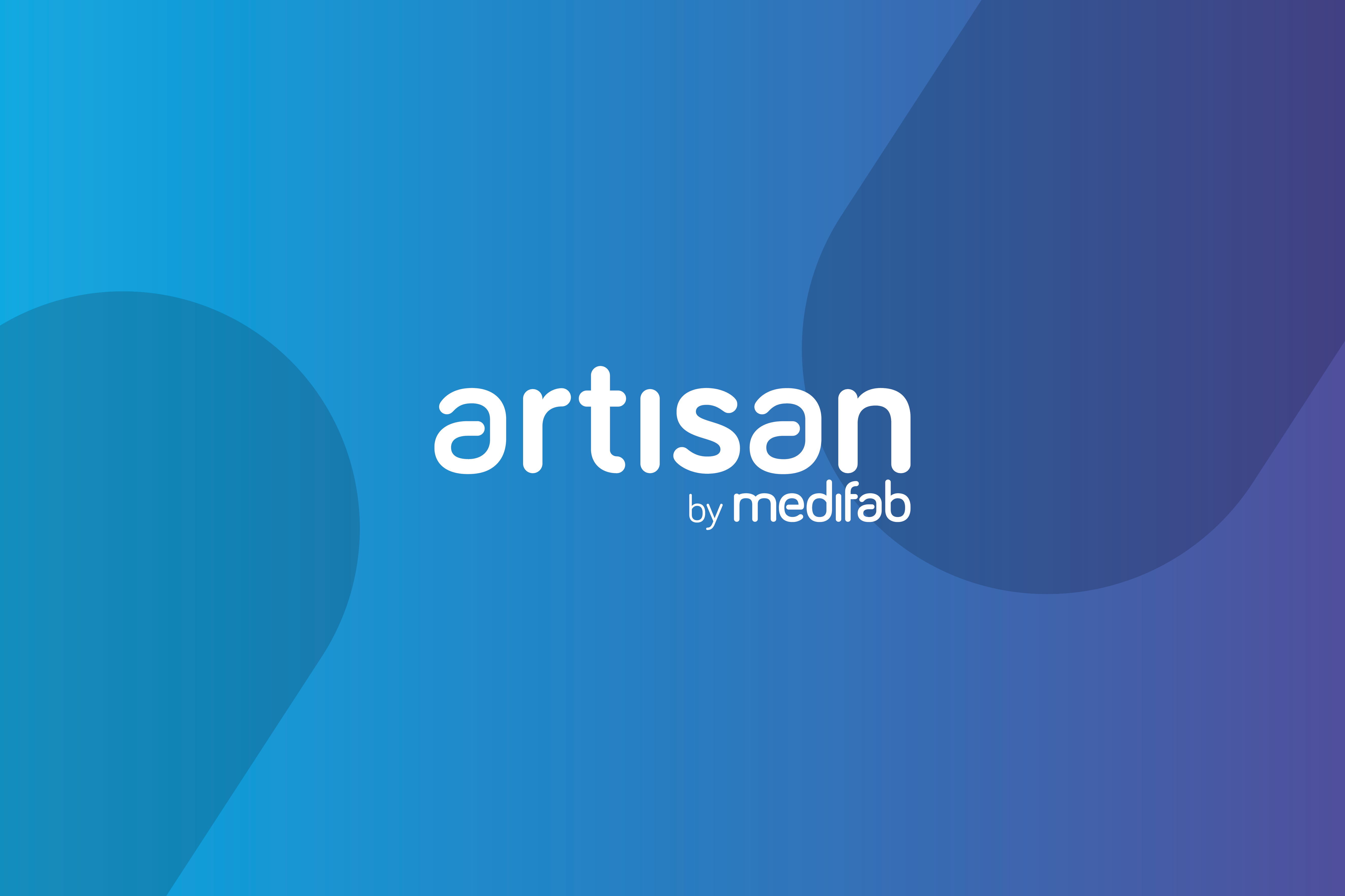 A web banner image with a blue background and white artisan by medifab logo