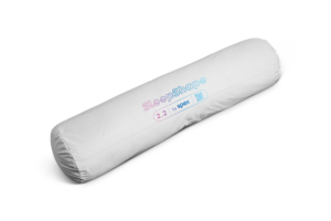 SleepShape Cushion 2.2 (Cylinder) shown with white comfy cover.
