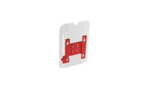 Render of Spex Back Support Mount shown on back support shell. The Mount is highlighted in red.